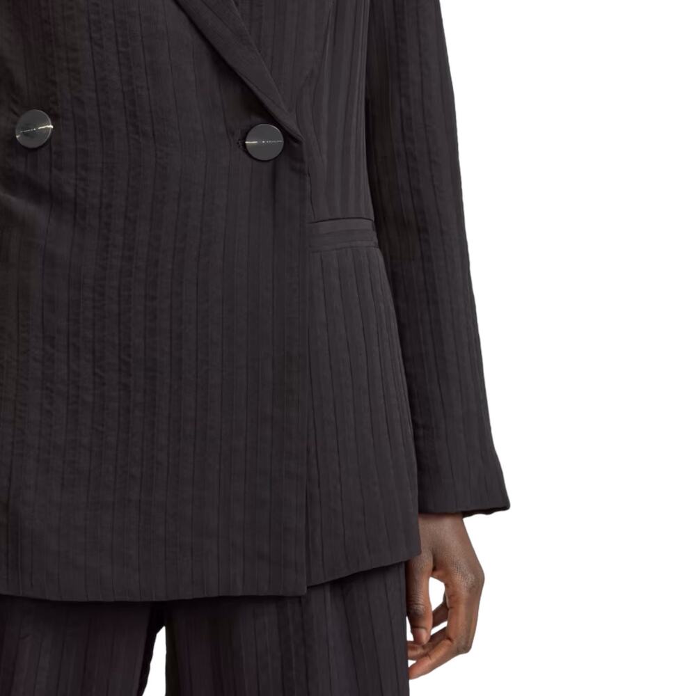 Everlane The Drapey City Striped Blazer Double Breasted Black Size 6 - Picture 3 of 13